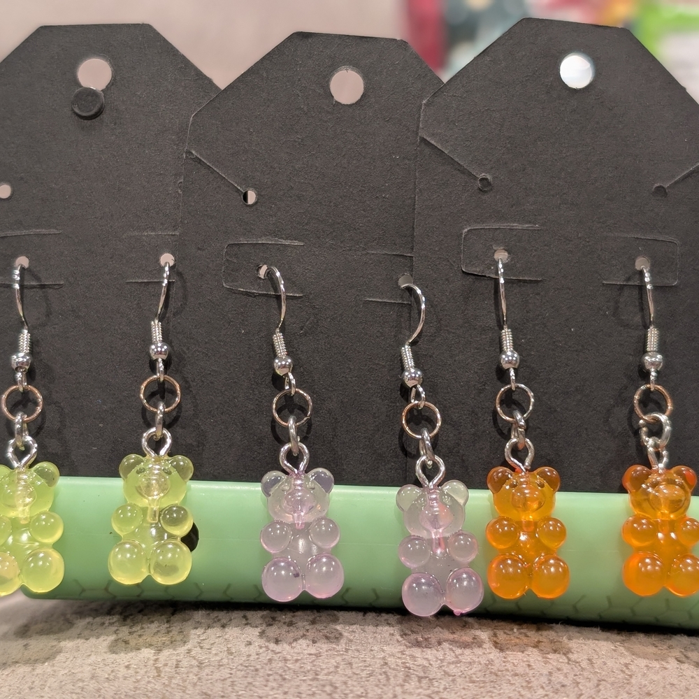 Colorful Bear Charm Earrings